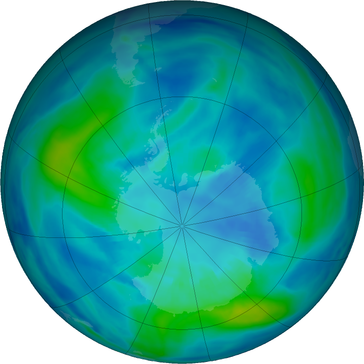 Antarctic ozone map for 10 April 2021